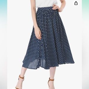 Navy and white flowy midi skirt size Large